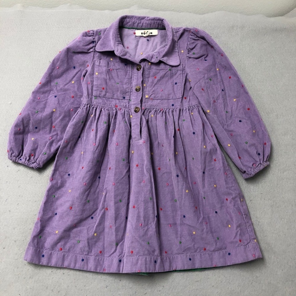 Mini Boden Dress Lot Girls 5-7Y Kids Purple Green Blue Floral Rainbow Polka Dot - Picture 2 of 5